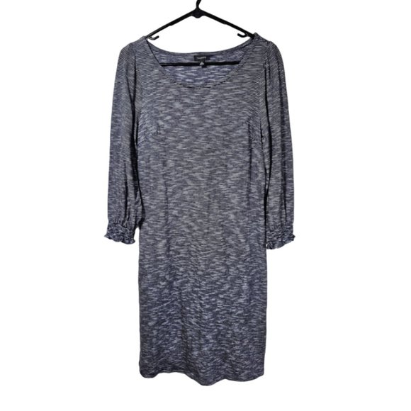 Talbots Dresses & Skirts - TALBOTS NAVY BLUE & WHITE Striped Cotton Boho Long Sleeve Sheath Dress Size M